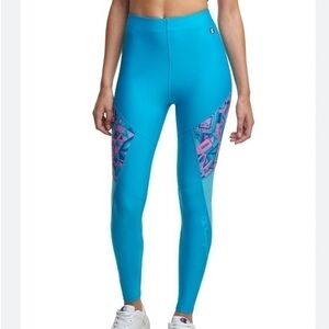 Champion MTV Blue Pink Leggings Colorblock Limited Edition Active Pants Athletic